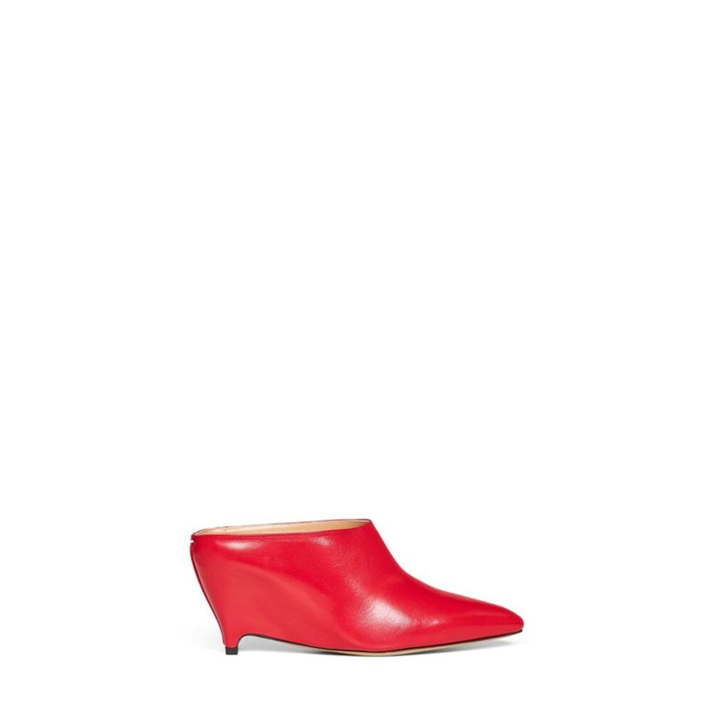Maison Margiela Women Red Leather Heel-Less Mules